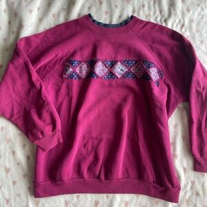 Vintage Berry Colored Patchwork Sweater